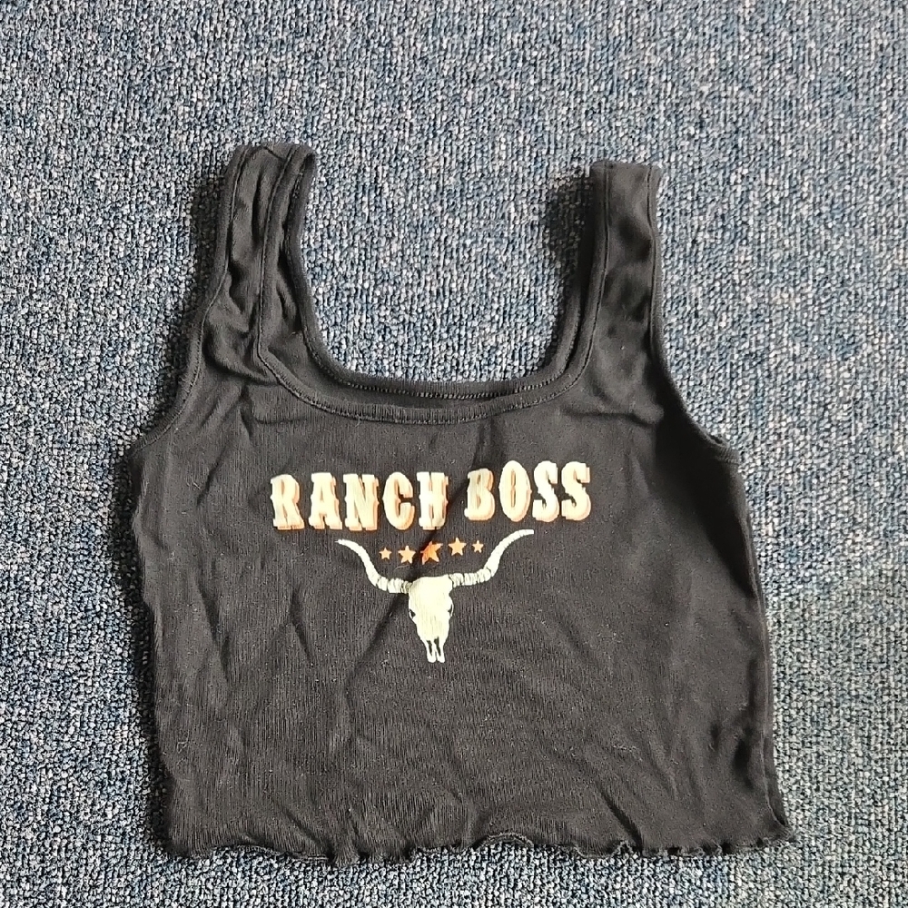 Ranch Boss Black Crop Tank Top